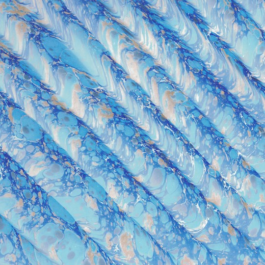 Hand Marbled Paper Spanish Wave Pattern in Blues ~ Berretti Marbled Arts